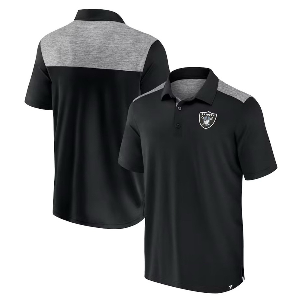 Men's Medium‎ Las Vegas Raiders Fanatics Black Long Shot Polo Shirt Football NWT